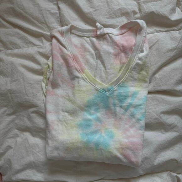 Spirit jersey Oversized XS pastel tye dye long sleeve   V neck comfy boho - Picture 6 of 8